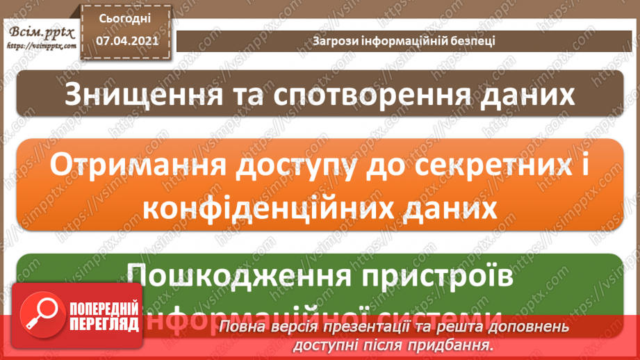 №08 - Безпека в Інтернеті.  Загрози безпеці та пошкодження даних у комп’ютерних системах.20