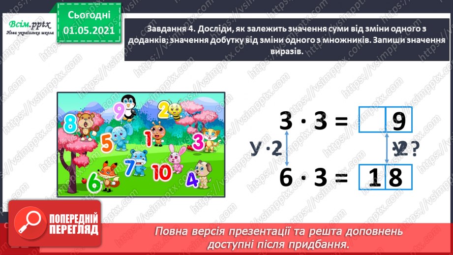 №055 - Досліджуємо залежність добутку від зміни одного з множників18 №055 - Досліджуємо залежність добутку від зміни одного з множників18