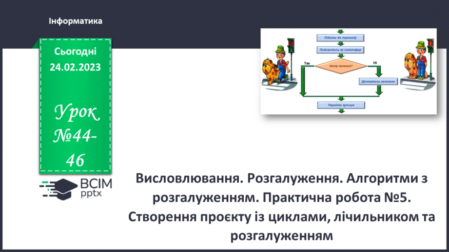 №044-46 - Інструктаж з БЖД.  Висловлювання. Розгалуження. Алгоритми з розгалуженням.0