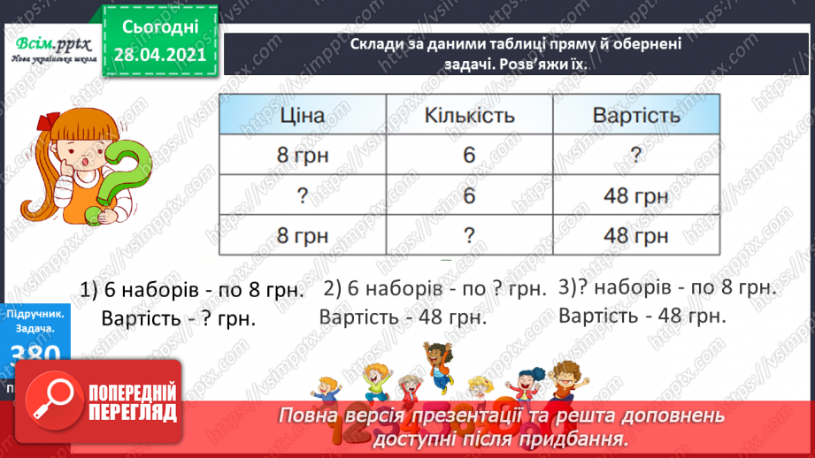 №120 - Множення чисел виду 4 · 16. Обчислення значень виразів із буквами. Складання і розв’язування задач за таблицею.22