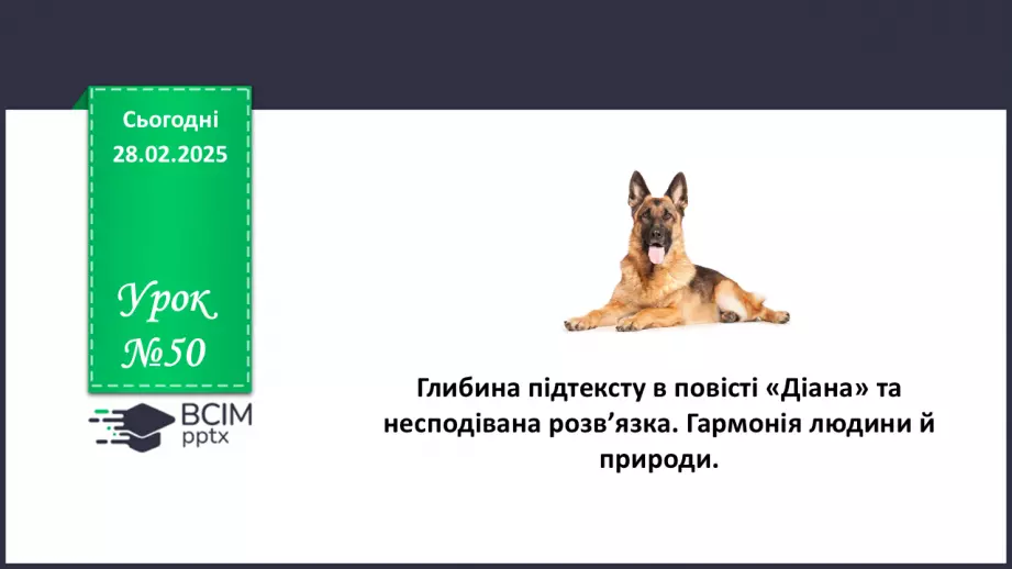 №50 - Глибина підтексту в повісті «Діана» та несподівана розв’язка. Гармонія людини й природи.0