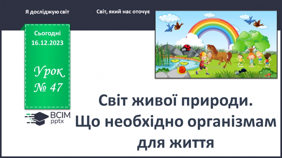 №047 - Що необхідно організмам для життя0