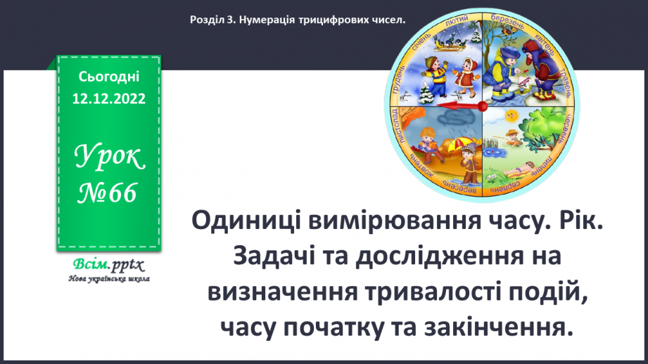 №066 - Одиниці вимірювання часу. Рік. Задачі та дослідження на визначення тривалості подій, часу початку та закінчення.0