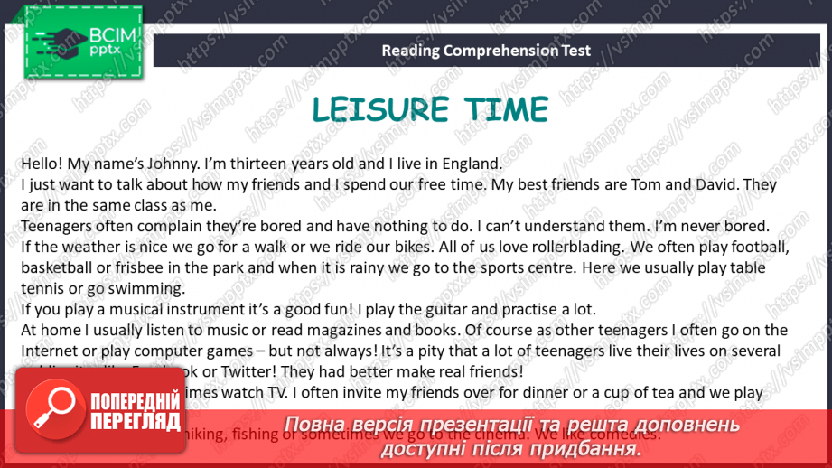 №063 - Семестровий контроль з говоріння та аудіювання9 №063 - Семестровий контроль з говоріння та аудіювання9