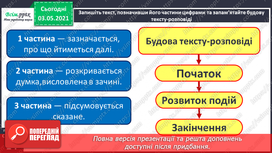 №007 - Навчаюся визначати частини тексту-розповіді, будувати текст10