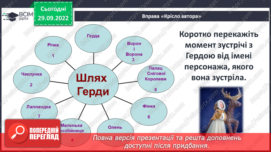 №13 - Ганс Крістіан Андерсен «Снігова королева». Перешкоди на шляху Герди, її помічники.10