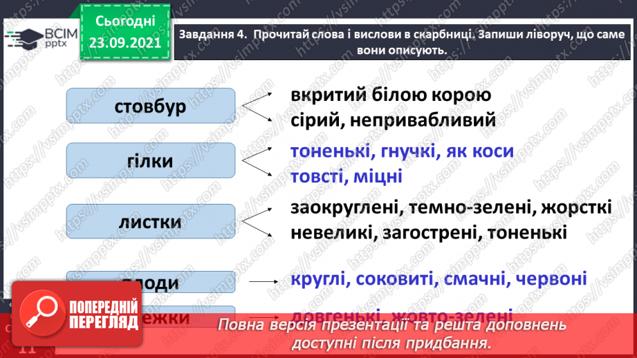 №021 - Розвиток зв’язного мовлення. Написання казки з використанням порівняльного опису. Тема для спілкування: «Казка про яблуню і березу»16