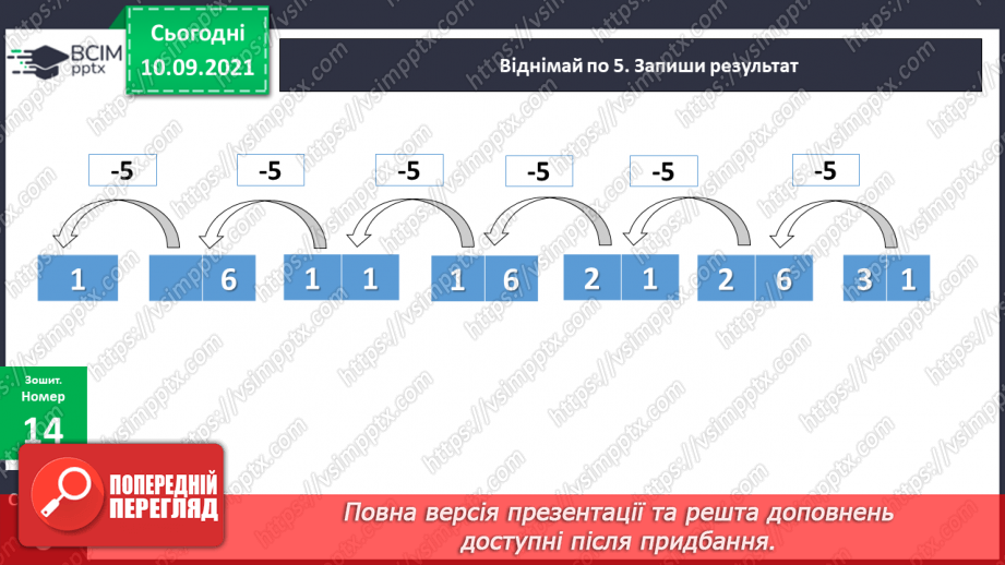 №006 - Віднімання чисел. Способи обчислення значення різниці чисел. Порівняння чисел за допомогою числового про¬меня.23