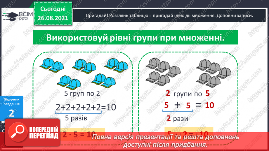 №009-010 - Арифметична дія множення. Таблиці множення чисел 2–5.10