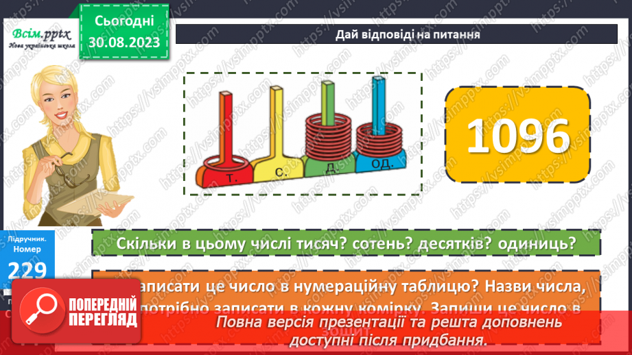 №024 - Розклад чотирицифрового числа на суму розрядних доданків. Запис чотирицифрових чисел, які містять нулі. Діаграми.15