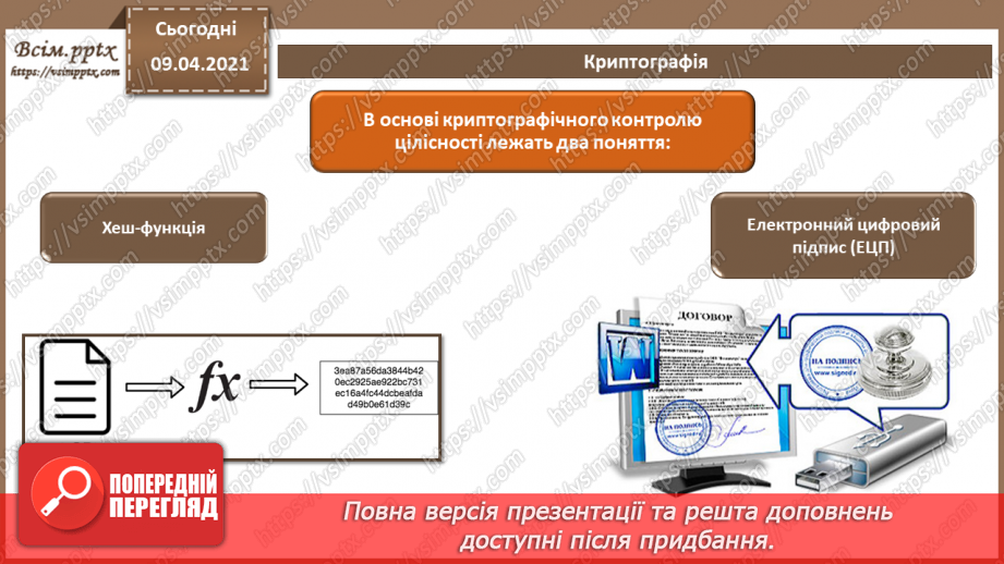 №09 - Криптографічні методи захисту інформації. Контроль цілісності програмних і інформаційних ресурсів.10