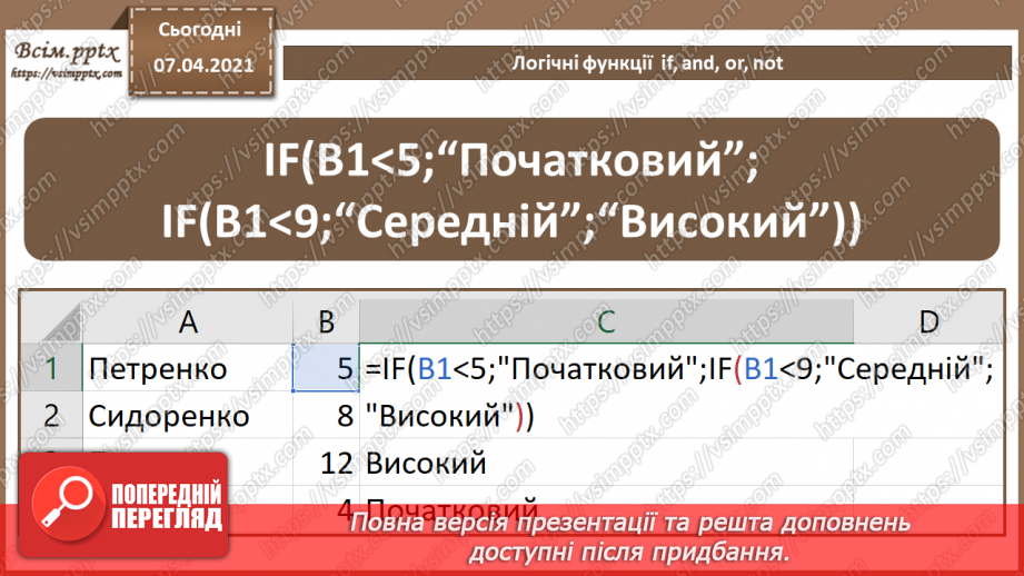 №22 - Логічні функції  and, if, or, not.15