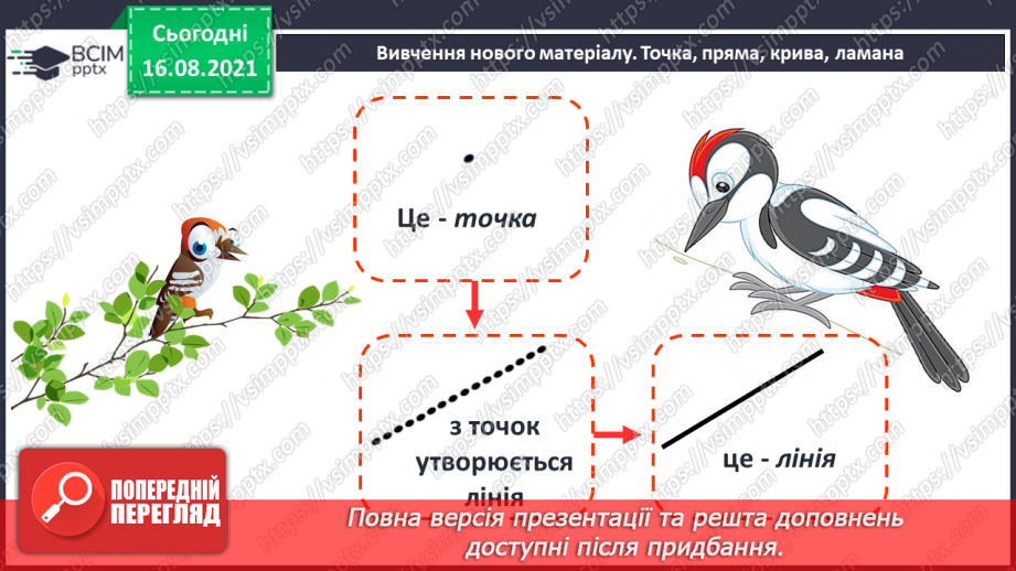 №003 - Спільні й відмінні ознаки. Точка, пряма, крива, ламана. Підготовчі вправи до написання цифр11