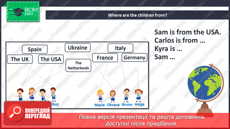 №005 - Starter. Hello again! “Where is he/she from?”, “He/she is from …”10