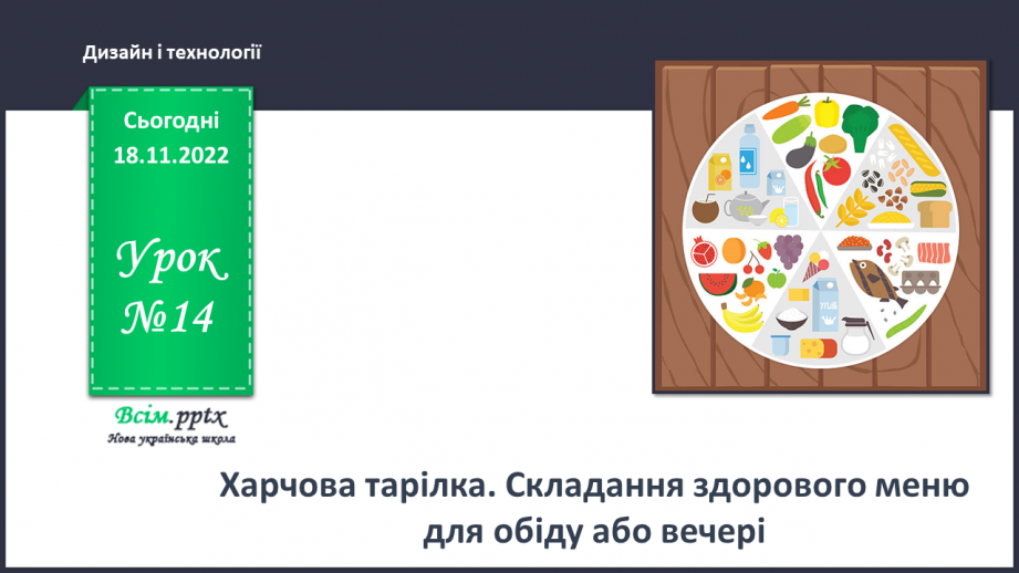 №14 - Харчова тарілка. Складання здорового меню для обіду або вечері0 №14 - Харчова тарілка. Складання здорового меню для обіду або вечері0