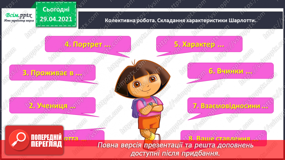 №006 - Характеристика головного персонажа твору. Марія Манеру «Шарлотта отримує... 13 балів»17