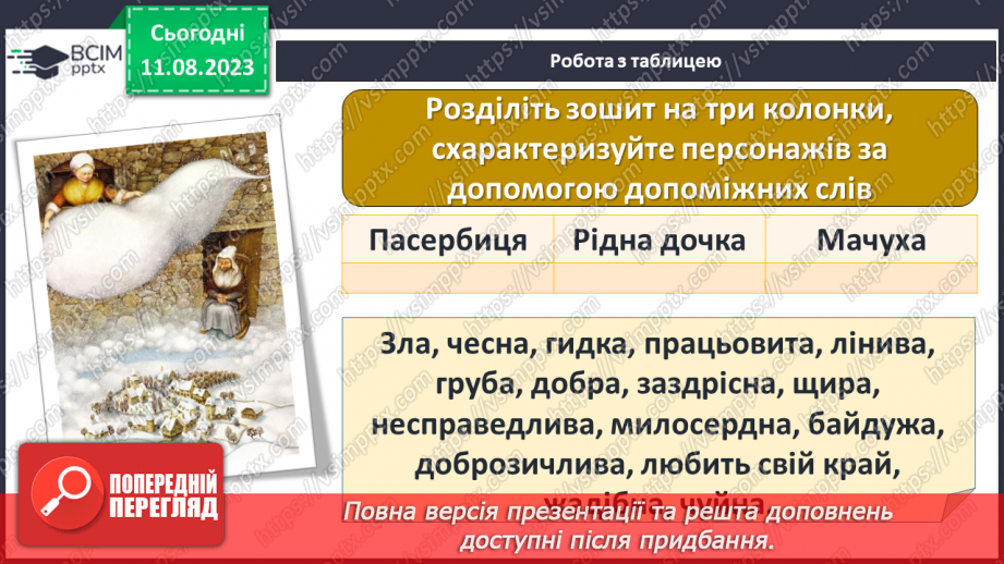 №10 - Німецька народна казка «Пані Метелиця». Антитеза як характерний прийом казки. Чесноти та вади казкових персонажів12