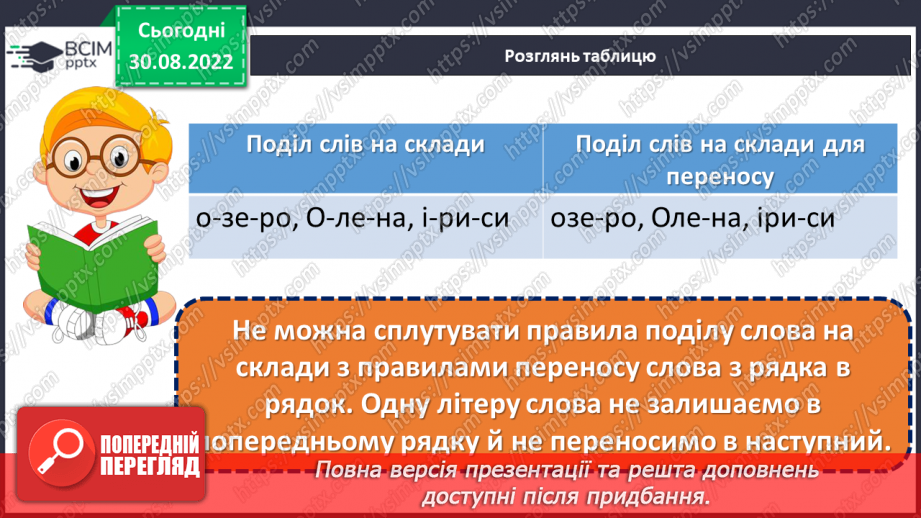 №011 - Перенос слів з рядка в рядок складами. Дослідження мовних явищ. Вимова і правопис слова вересень.9