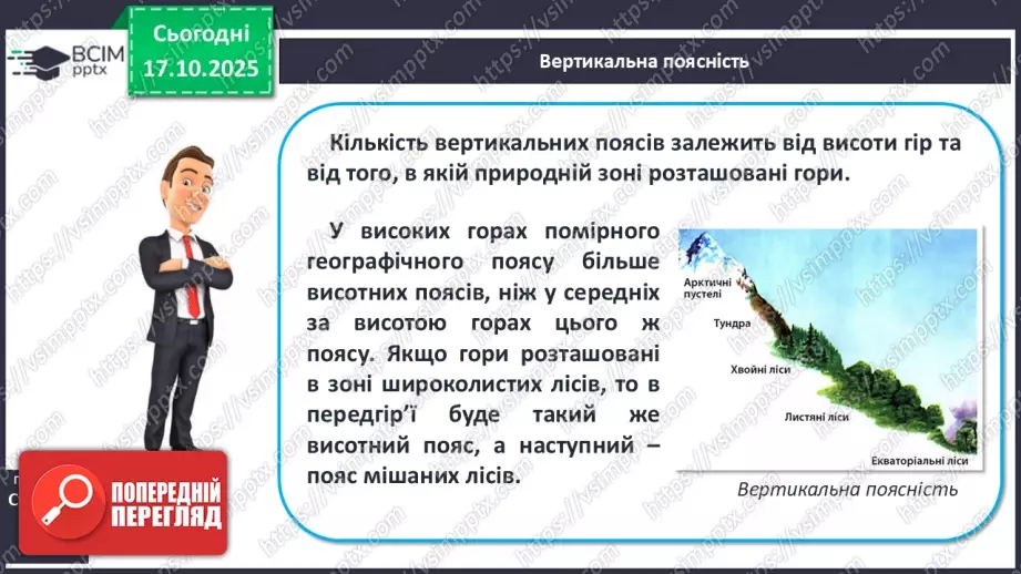 №17 - Вертикальна поясність у горах. Азональні природні комплекси.9 №17 - Вертикальна поясність у горах. Азональні природні комплекси.9