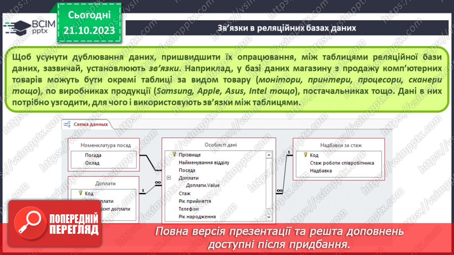 №18 - Реляційні бази даних. Основні поняття реляційної бази даних. Ключі та зовнішні ключі. Зв’язки в реляційних базах даних.17