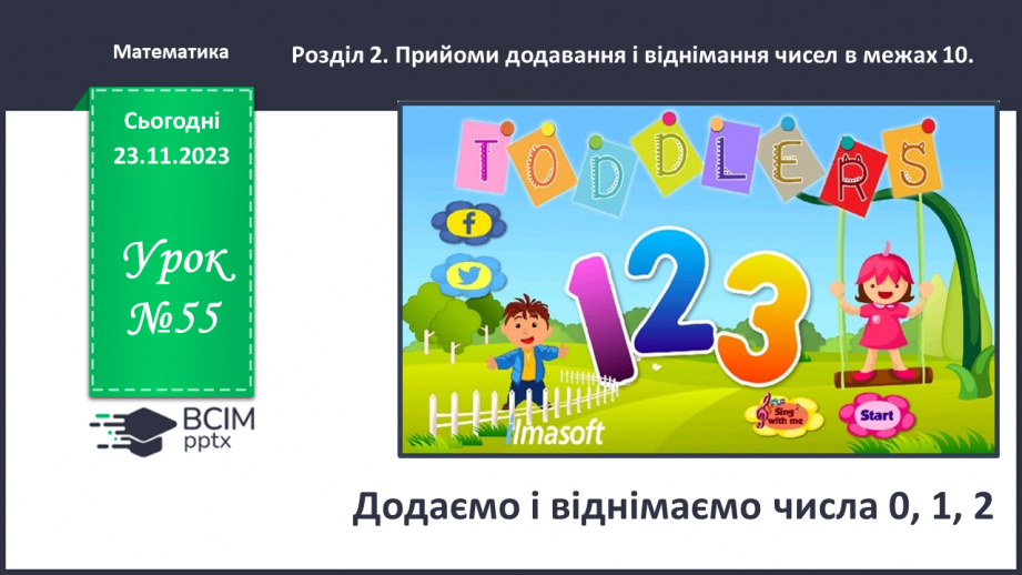 №055 - Додаємо і віднімаємо числа 0, 1, 2.0 №055 - Додаємо і віднімаємо числа 0, 1, 2.0