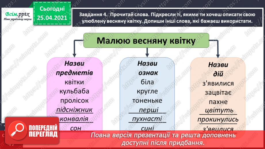 №112 - Розвиток зв'язного мовлення. Малюю весняні квіти10