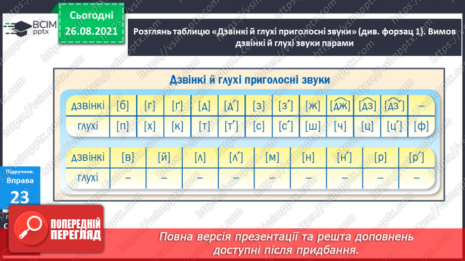 №007 - Вимова та правопис слів із дзвінкими й глухими приголосними звуками.6