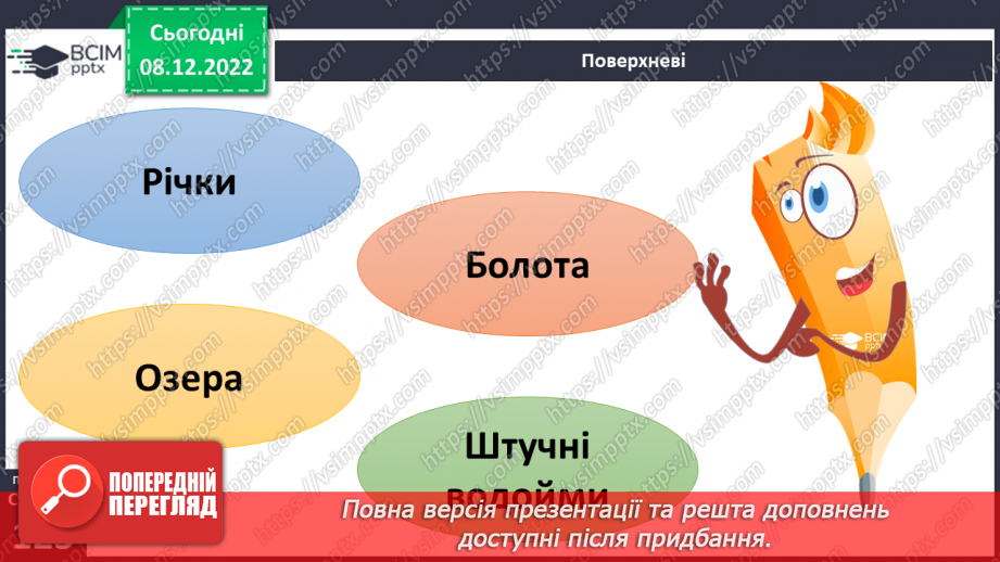 №33 - Гідросфера Землі. Колообіг води у природі.  Водойми своєї місцевості.16