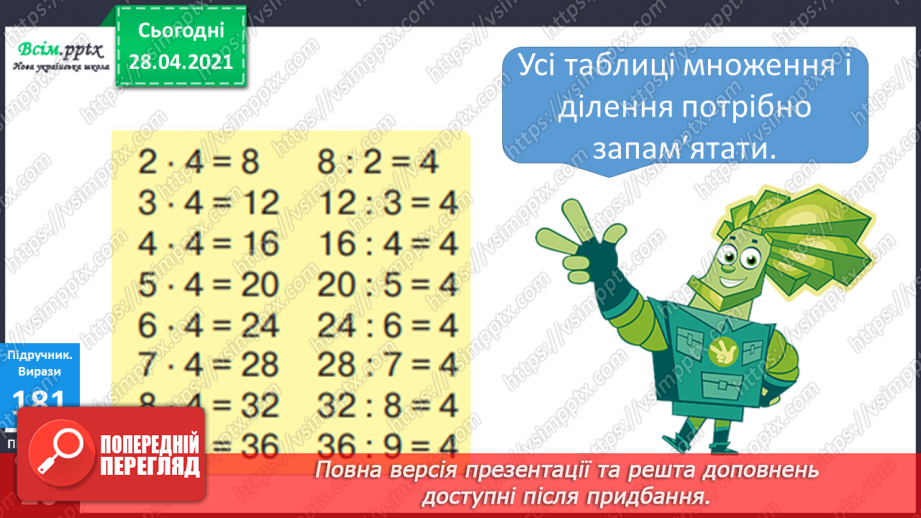 №022 - Заміни додавання множенням. Таблиця множення і ділення числа 4. Розвязування задач7