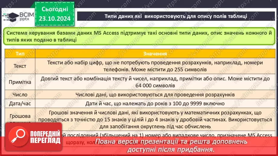 №20 - Створення таблиць. Введення та редагування даних різних типів.8 №20 - Створення таблиць. Введення та редагування даних різних типів.8