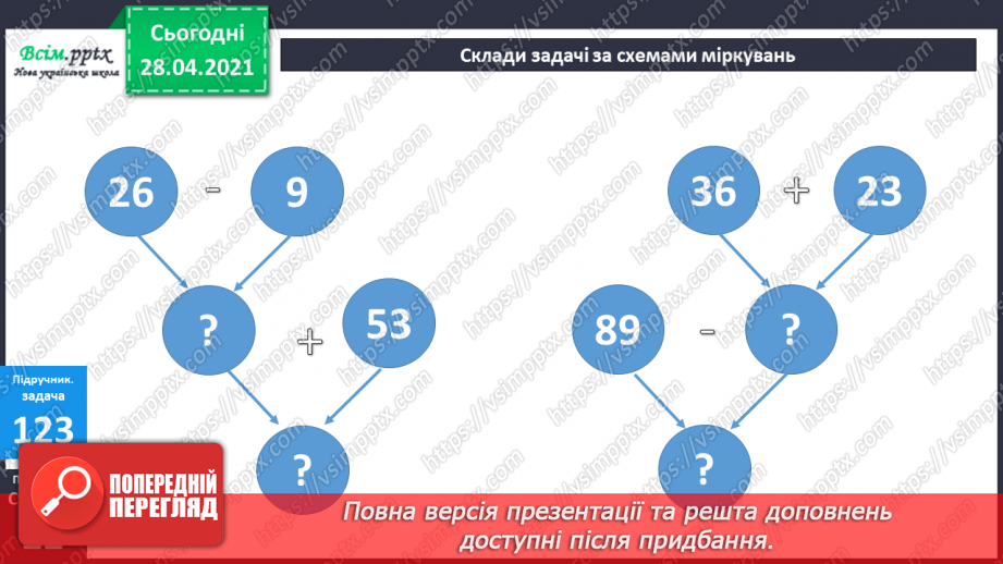 №012 - Перевірка додавання відніманням. Складання задач за виразами та схемами. Рівняння.20