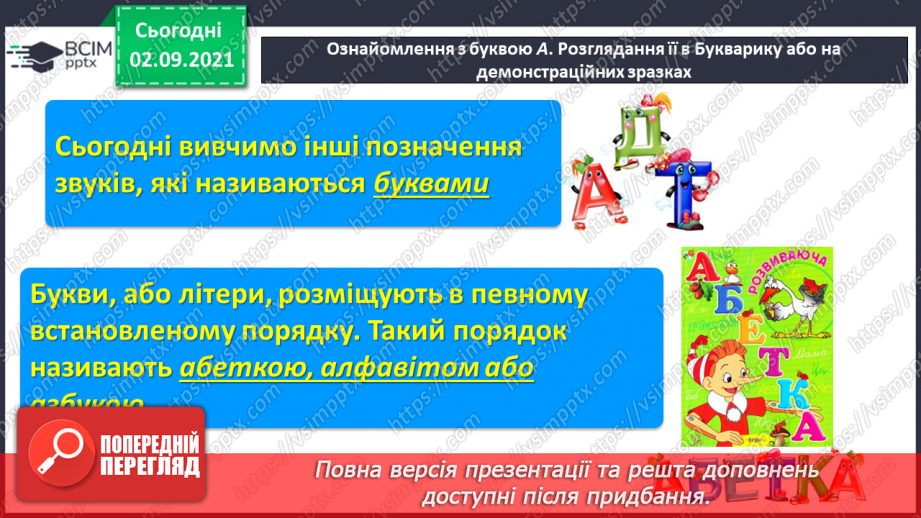 №023 - Звук [а], позначення його буквою «а». ЗЗвуко-буквені зіставлення. Зіставлення звукових схем зі словами–назвами намальованих предметів.5