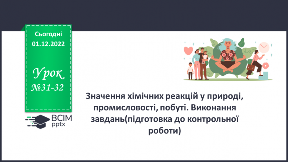 №31-32 - Значення хімічних реакцій у природі, промисловості, побуті.0 №31-32 - Значення хімічних реакцій у природі, промисловості, побуті.0