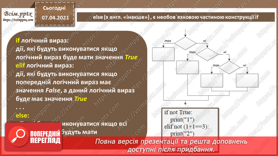 №42 - Логічні оператори and, or, not. Розгалуження в  Python9