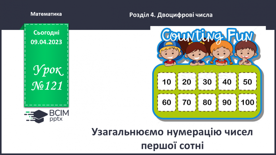 №0121 - Узагальнюємо розуміння нумерації чисел першої сотні.0