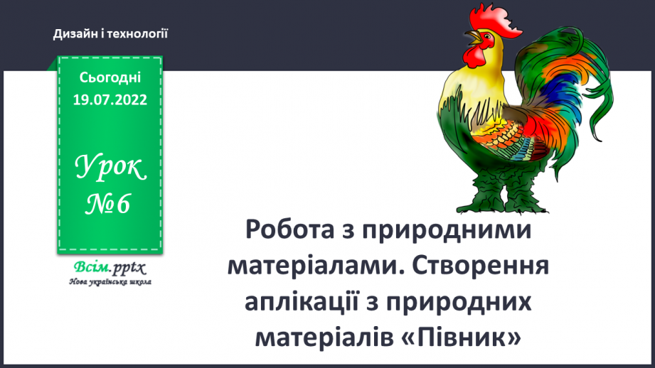 №06 - Робота з природними матеріалами. Створення аплікації з природних матеріалів «Півник».0