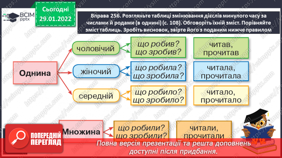 №076 - Змінювання дієслів минулого часу за числами і родами ( в однині).11