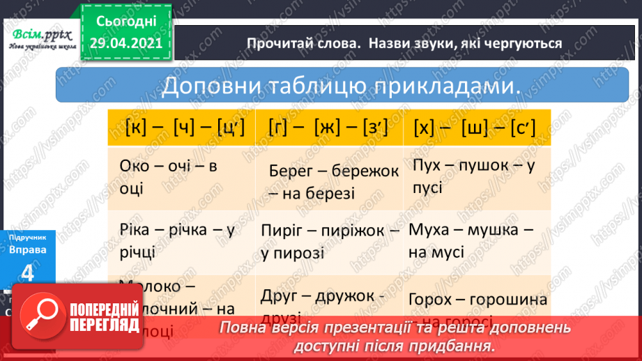 №026 - Дзвінкі та глухі приголосні звуки. Чергування приголосних15