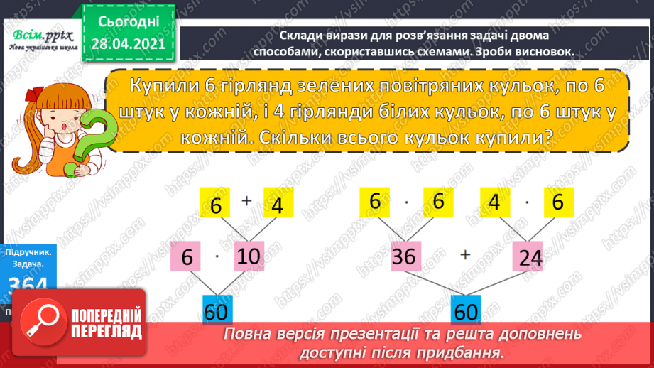 №119 - Множення числа на суму. Обчислення значень виразів на кілька дій. Складання і розв’язування задач за малюнком і схемою.10