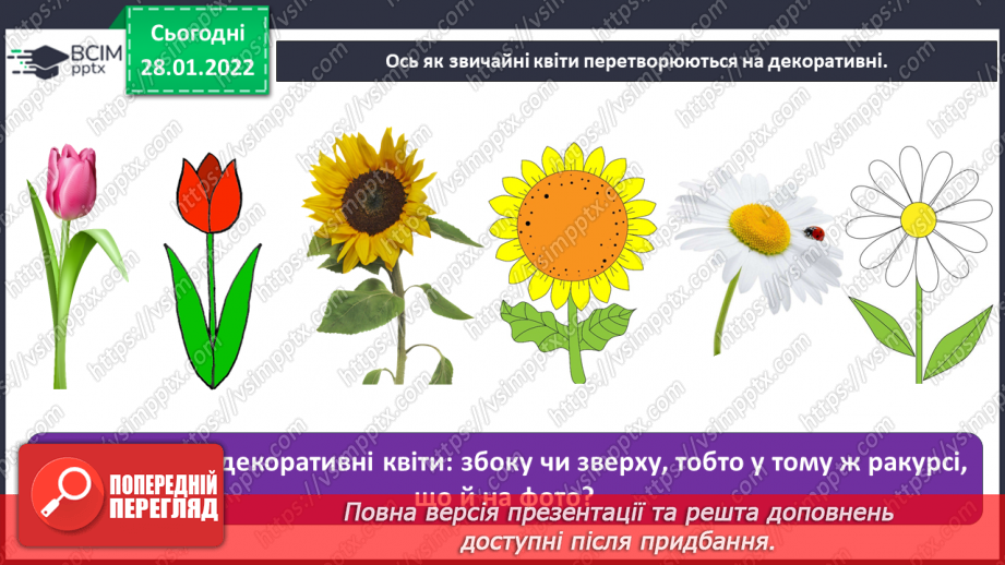 №021 - Декоративне зображення. СМ: М.Приймаченко «Квіти», А.Коттерілл «Рожеві тюльпани».10