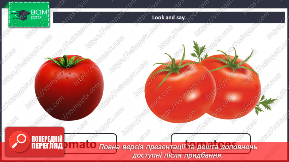 №075 - My favourite food – 7a. “I like …”, “tomato - tomatoes”10