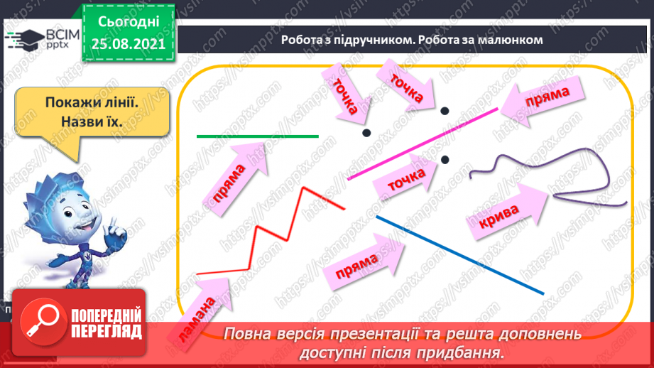 №008 - Геометричні фігури (точка, пряма, крива, промінь, відрізок). Лічба.8