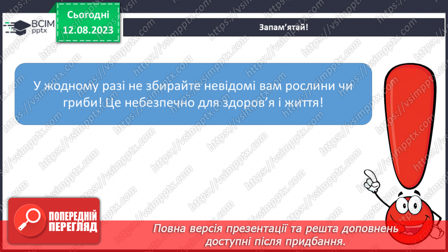 №42 - Ліс як джерело їжі (гриби, ягоди, мед тощо).12