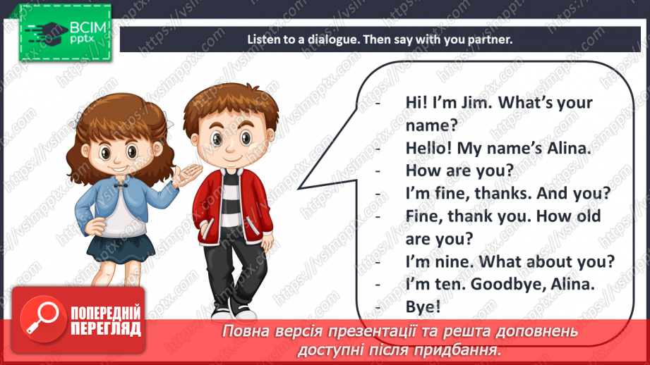 №001 - Hello! “Hello”, “What's your name”, “My name is...”, “How are you?”, “I am …”, “How old are you?”, “I am …”12