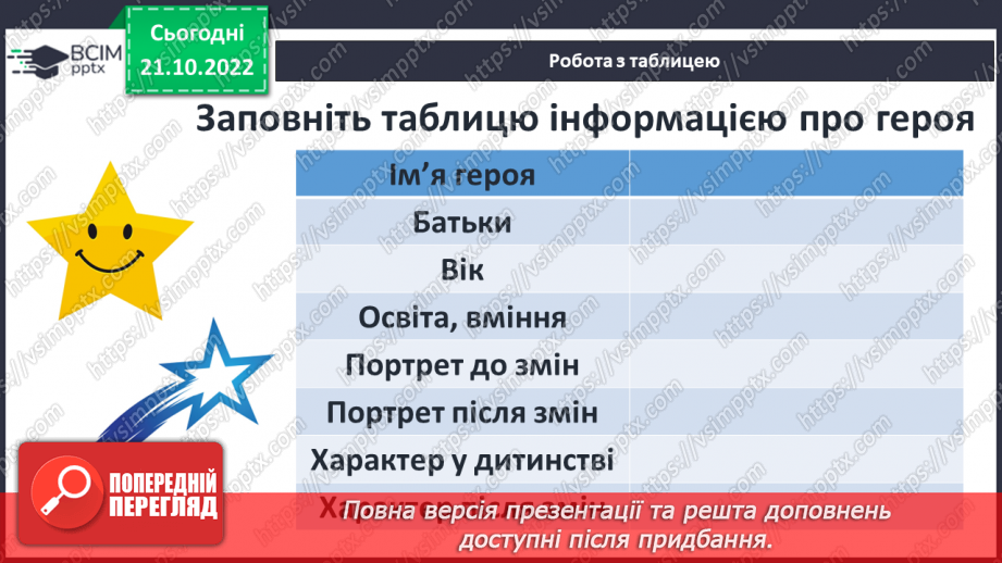 №19 - РМ (п) №2 Характеристика головного героя казки Оскара Уайльда «Хлопчик-Зірка». Складання простого плану характеристики головного персонажу.7