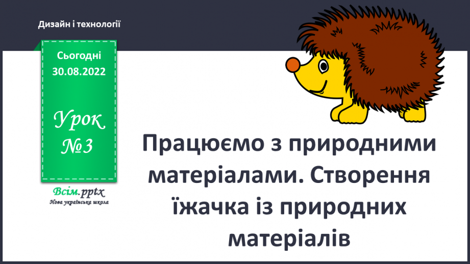 №03 - Працюємо з природним матеріалом. Створюємо їжачка із природних матеріалів0