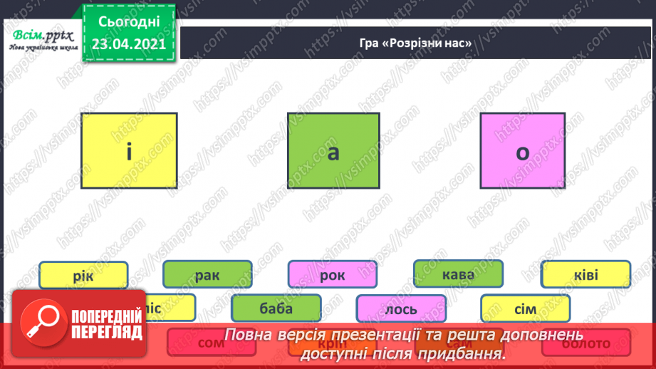 №037 - Звук [і], позначення його буквою «і» (і І). Виділення звука [і] в словах. Звуковий аналіз слів. Читання складів, слів, тексту.36