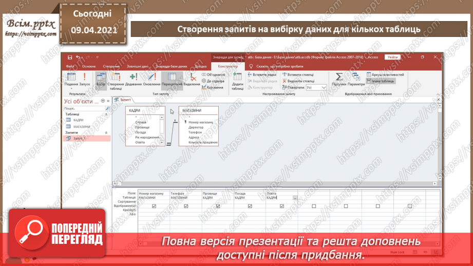 №014 - Тема. Створення й виконання запитів на вибірку даних.17 №014 - Тема. Створення й виконання запитів на вибірку даних.17
