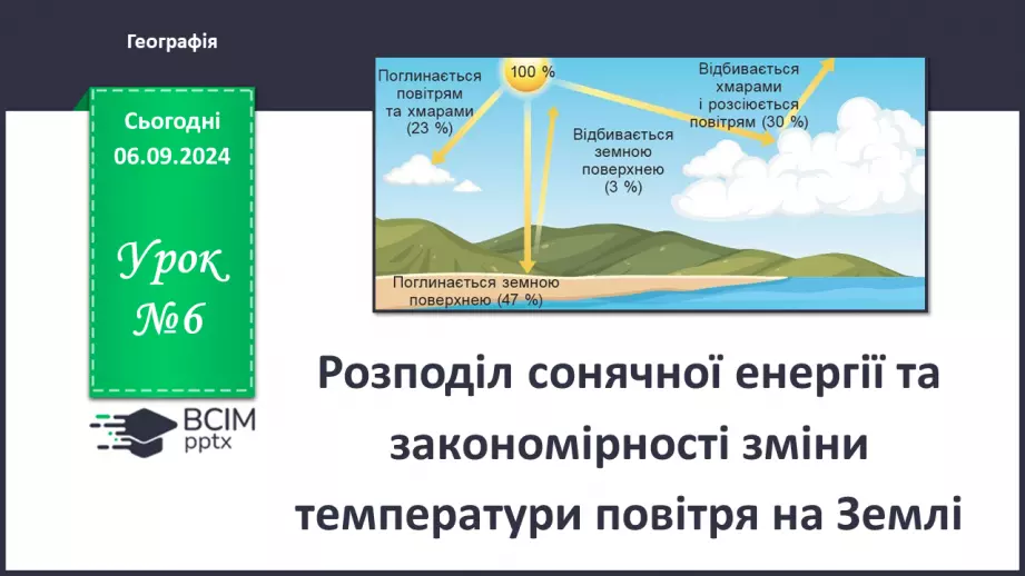 №06 - Розподіл сонячної енергії та закономірності зміни температури повітря на Землі.0