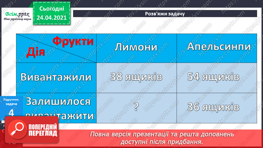 №037 - Порозрядне і поступове додавання двоцифрових чисел з переходом через розряд. Складання задач за коротким записом у табличній формі. Креслення прямокутника.10